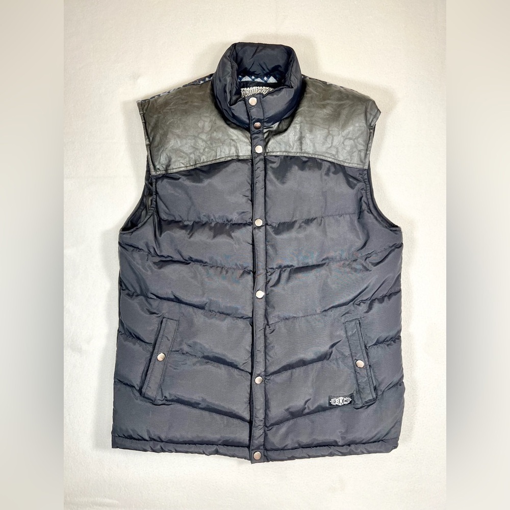 BROOKLYN CLOTH Men’s Black and Grey Zip Up Puffer Vest Gorpcore Size Extra Large